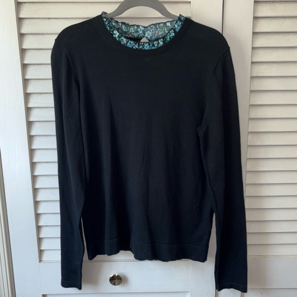 NWT J.Crew Ruffle-Trim Sweater size Large Preppy School Buisness Casual - Picture 2 of 6